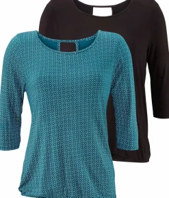 Strandmode|Shirts|LASCANA 3/4-Arm-Shirt petrol-gemustert,schwarz