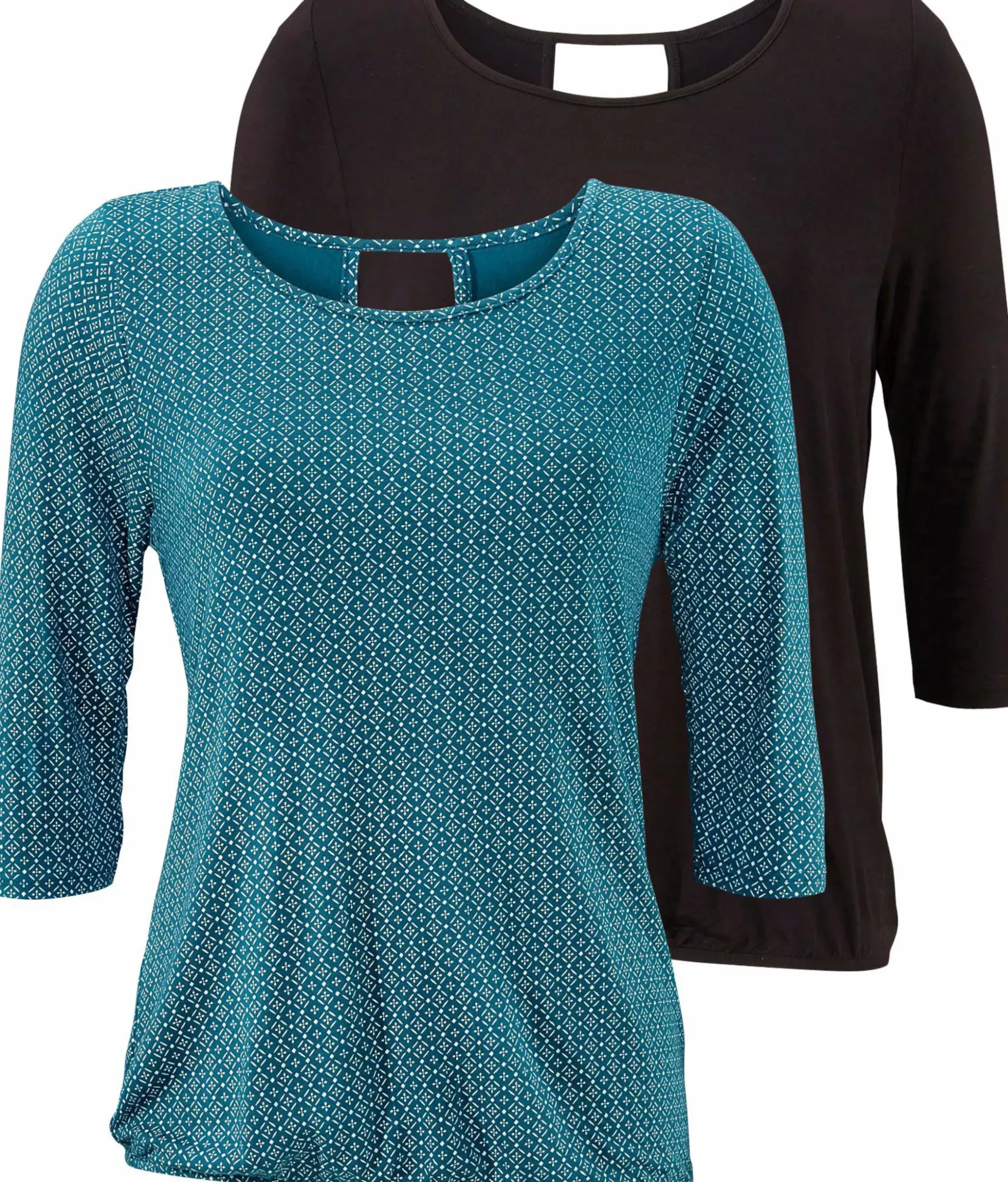 Strandmode|Shirts|LASCANA 3/4-Arm-Shirt petrol-gemustert,schwarz