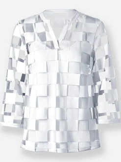Strandmode|Shirts|heine 3/4-Arm-Shirt weiß-kariert