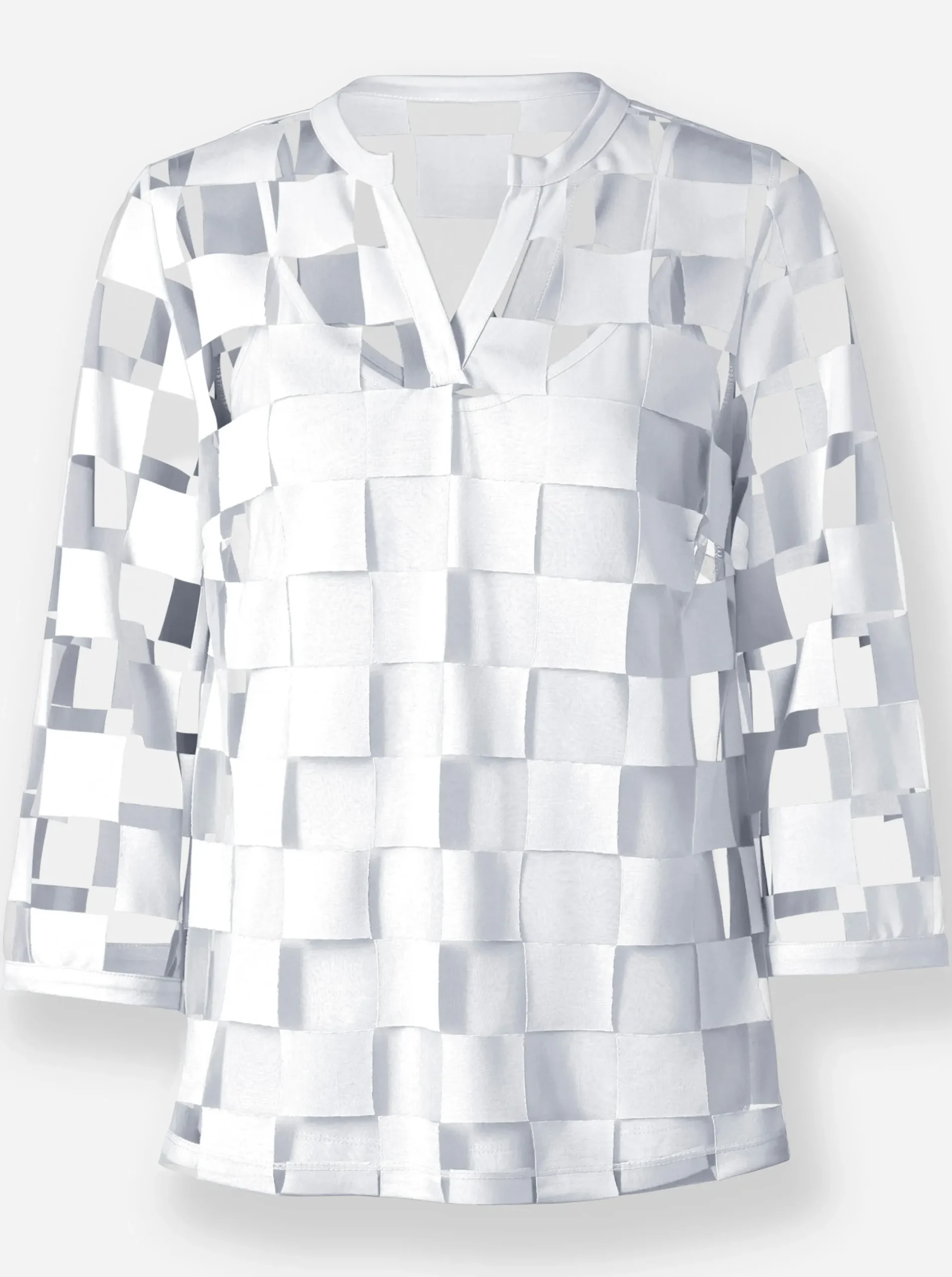 Strandmode|Shirts|heine 3/4-Arm-Shirt weiß-kariert