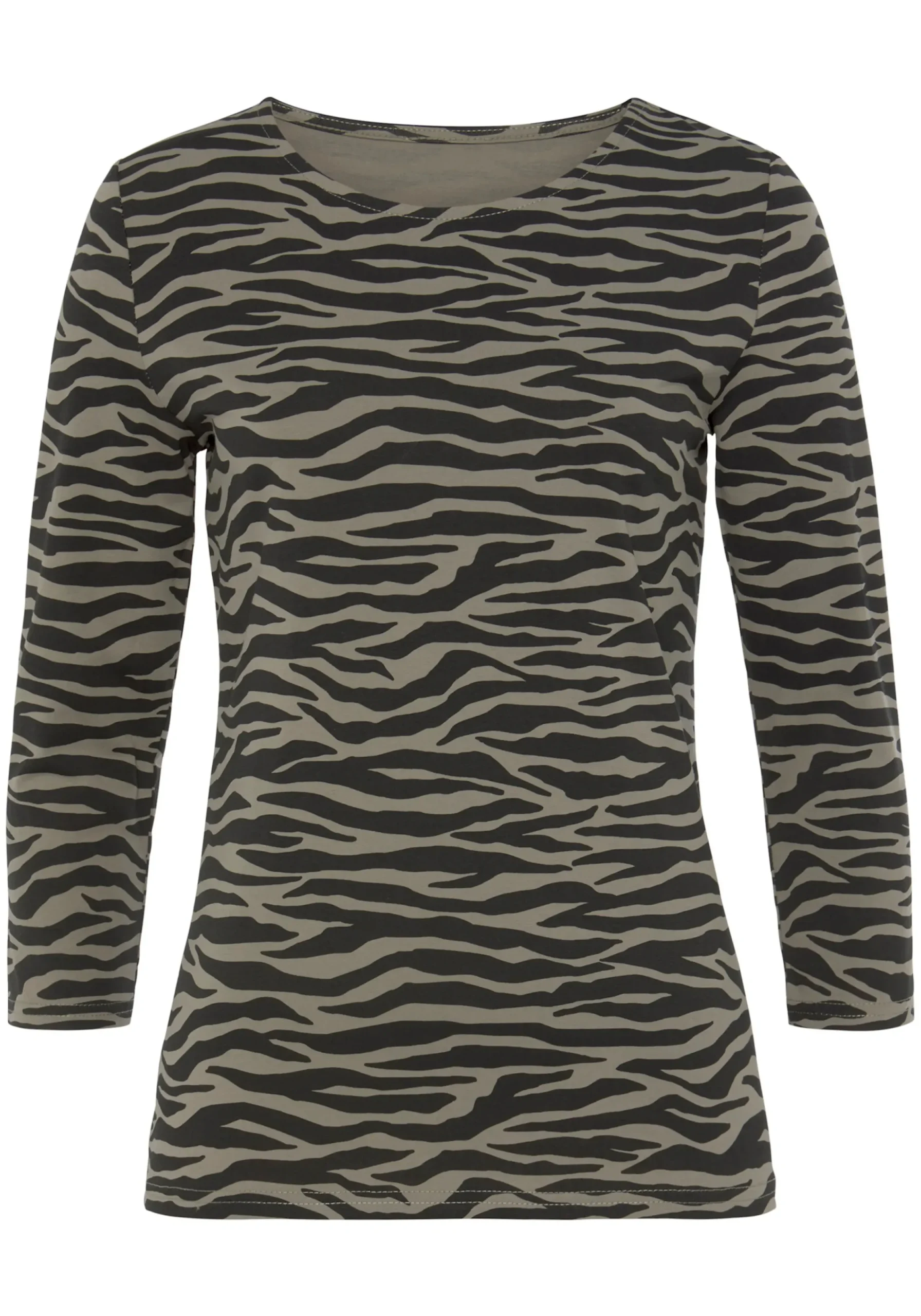 Strandmode|Shirts|LASCANA 3/4-Arm-Shirt khaki-schwarz