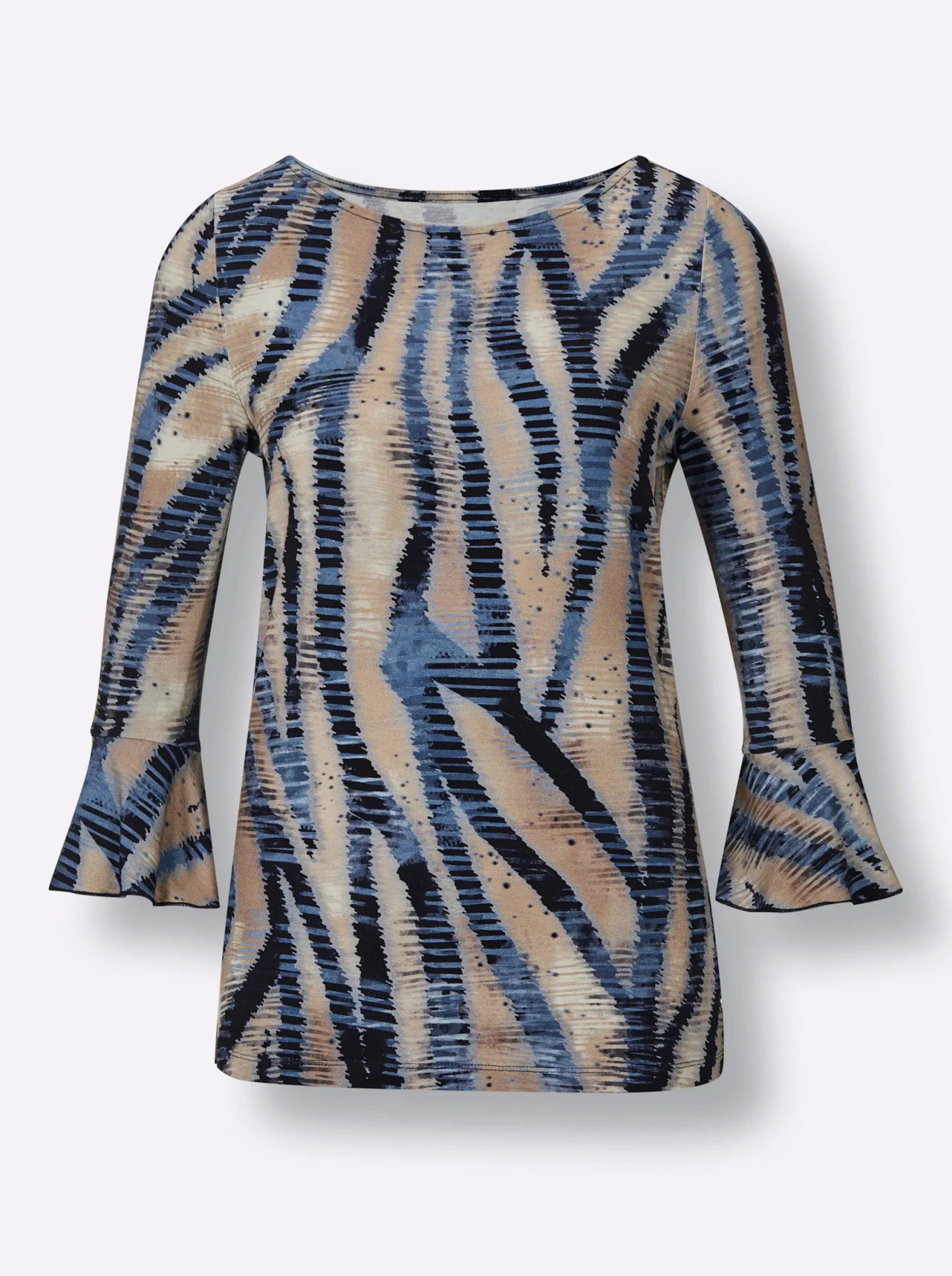 Shirts|CREATION L PREMIUM 3/4-Arm-Shirt im hochwertigen Digitaldruck champagner-marine-bedruckt