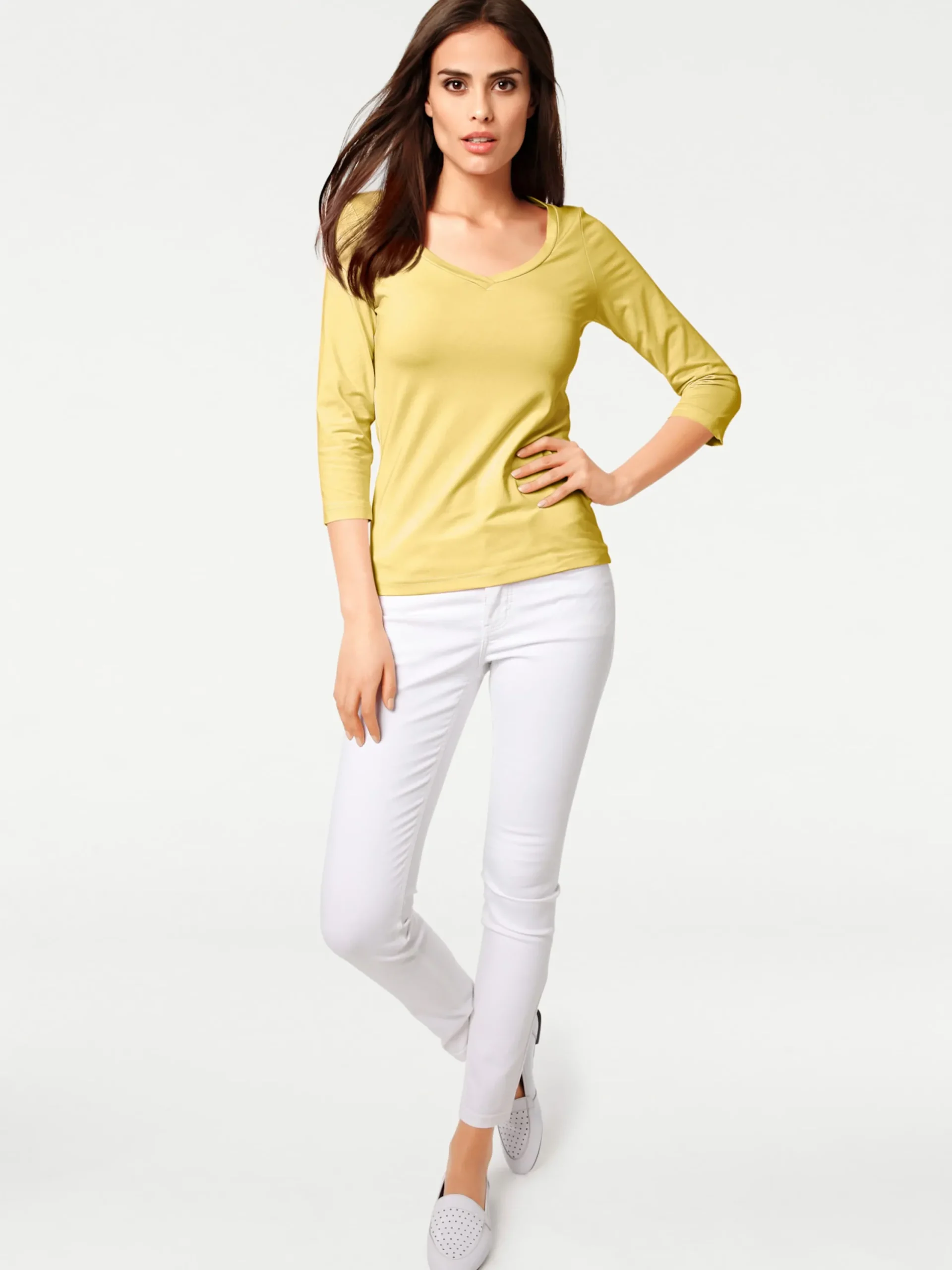 Shirts|heine 3/4-Arm-Shirt mit Herz-Ausschnitt gelb