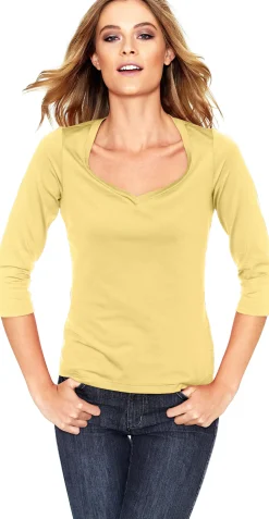 Shirts|heine 3/4-Arm-Shirt mit Herz-Ausschnitt gelb