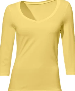 Shirts|heine 3/4-Arm-Shirt mit Herz-Ausschnitt gelb