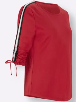 Shirts| 3/4-Arm-Shirt mit Kontraststreifen rot