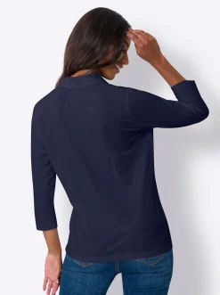 Shirts|heine 3/4-Arm-Shirt mit Polokragen marine