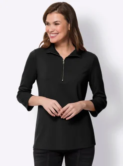 Shirts|heine 3/4-Arm-Shirt mit Reißverschluss schwarz