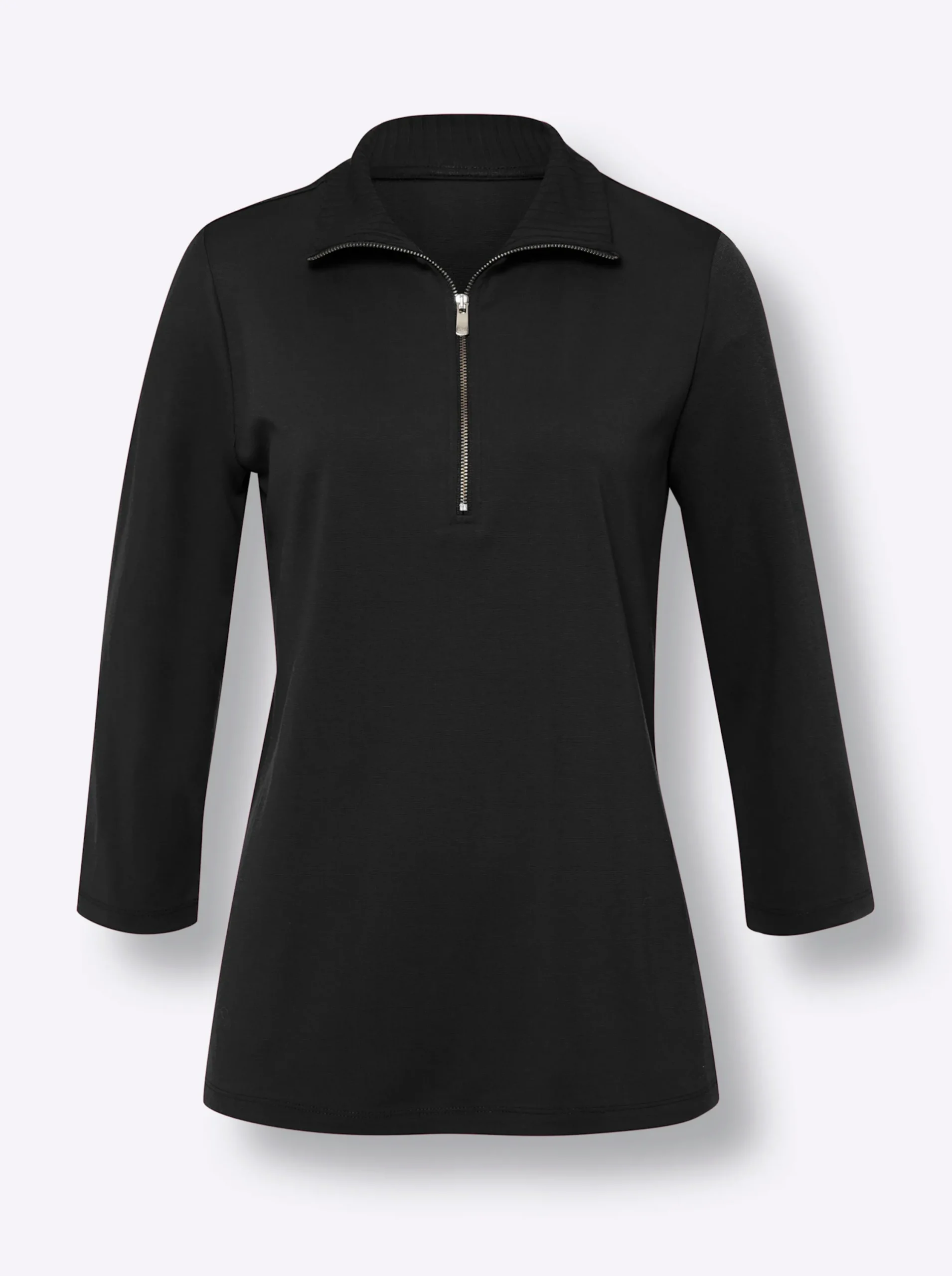 Shirts|heine 3/4-Arm-Shirt mit Reißverschluss schwarz