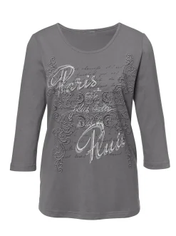 Shirts| 3/4-Arm-Shirt mit Rundhals-Ausschnitt grau