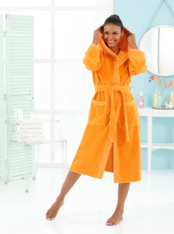 Nachtwäsche|Plantier Bademantel orange