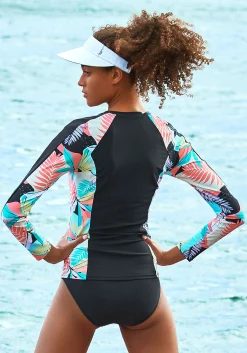 Strandmode|LASCANA ACTIVE Bade-Shirt schwarz-bedruckt