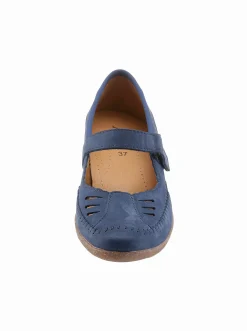 Ballerinas|ACO Ballerina mit Leder-Wechselfußbett blau