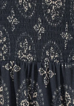 Strandkleider|LASCANA Bandeaukleid schwarz-beige-bedruckt