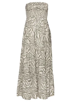 Strandkleider|Kleider|LASCANA Bandeaukleid khaki-beigebedruckt