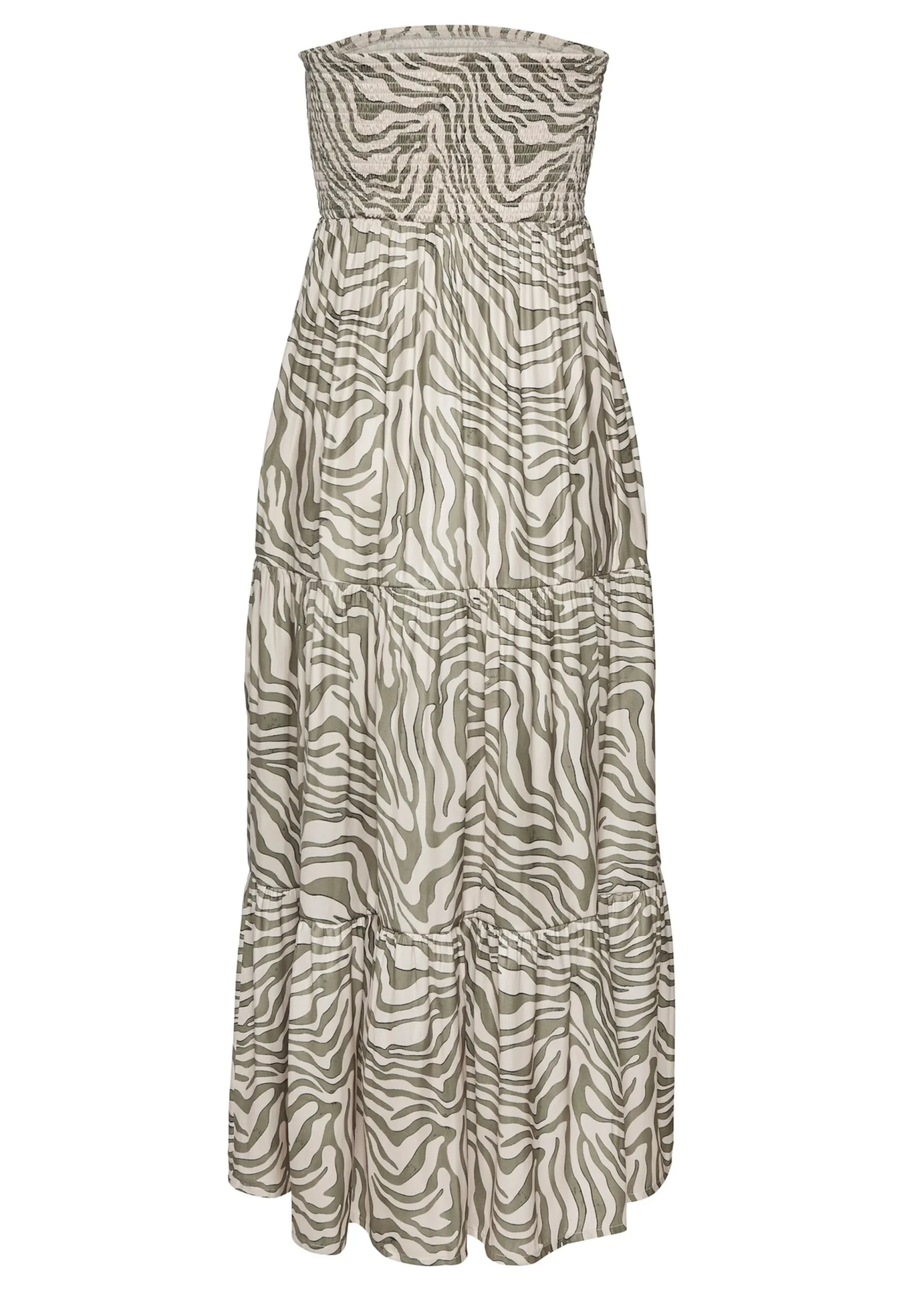 Strandkleider|Kleider|LASCANA Bandeaukleid khaki-beigebedruckt