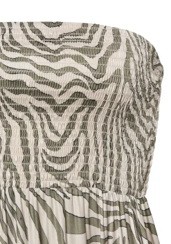 Strandkleider|Kleider|LASCANA Bandeaukleid khaki-beigebedruckt