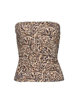 Strandmode|Shirts|Buffalo Bandeautop beige-jeansblaubedruckt