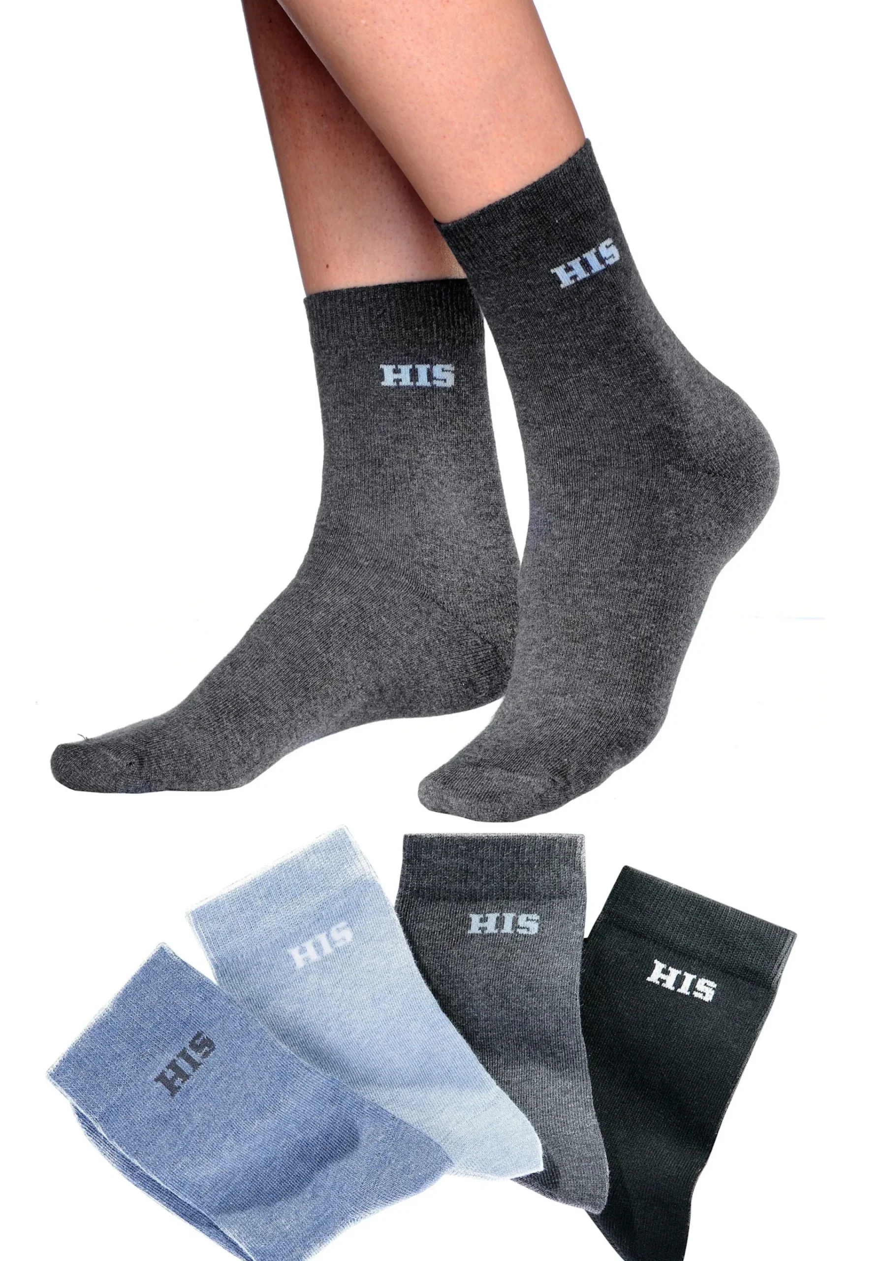 Strümpfe & Socken|H.I.S Basicsocken hellblau,blau,grau,schwarz