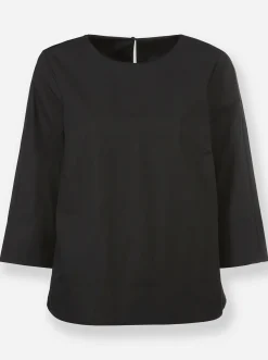 Blusen|Shirts|heine Baumwollbluse schwarz