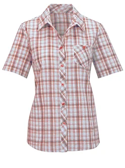 Blusen| Baumwollbluse aus Seersucker grapefruit-kariert
