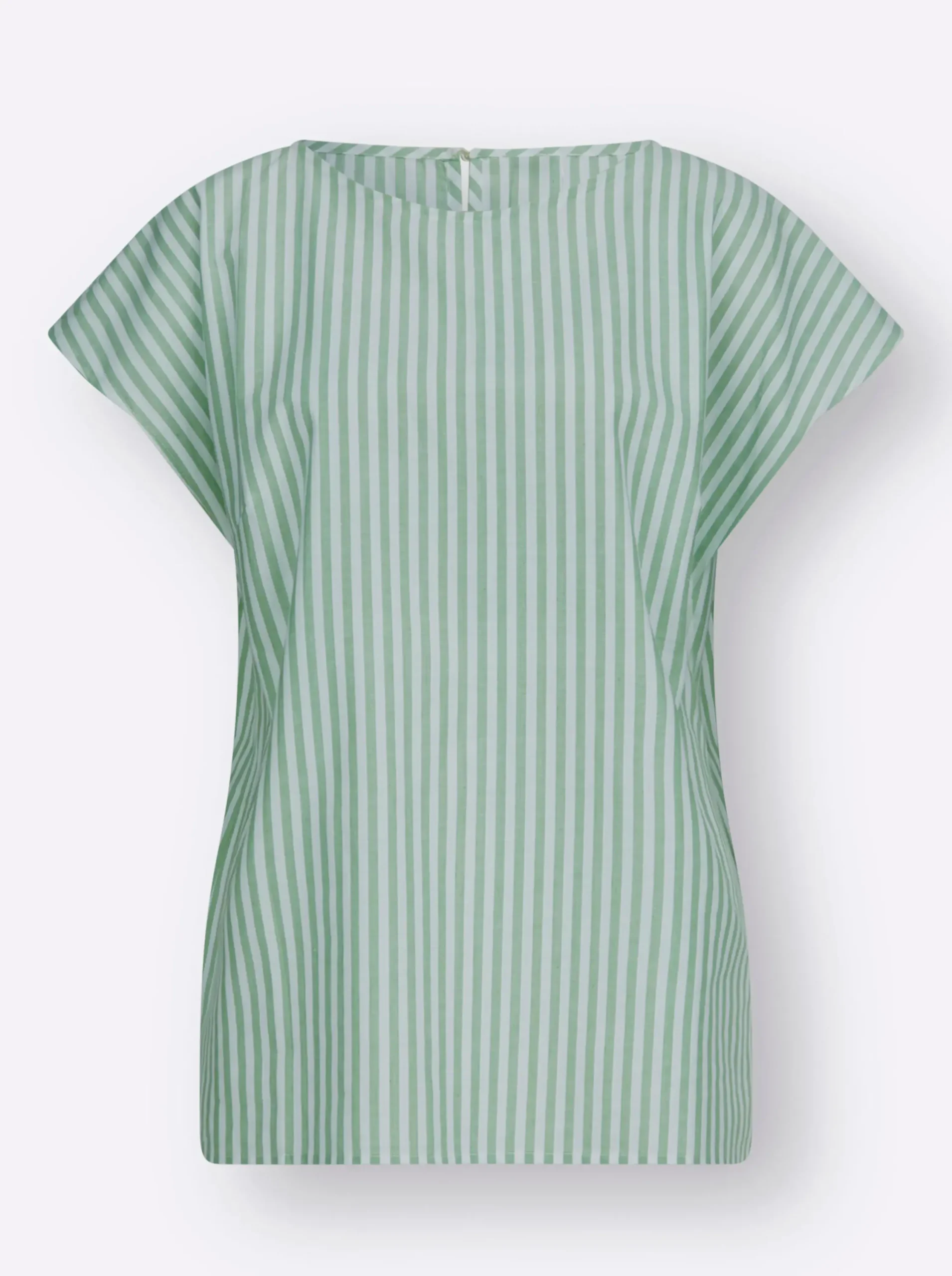 Blusen| Baumwollbluse mit garngefärbten Streifen eucalyptus-gestreift