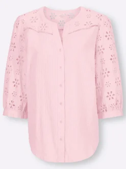 Strandmode|Blusen|heine Baumwollbluse mit Lochstickerei hellrosé