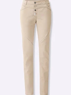 Jeans| Baumwollhose mit Knopfleiste statt Reißverschluss elfenbein