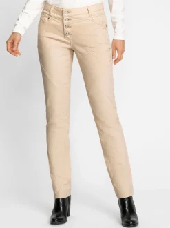 Jeans| Baumwollhose mit Knopfleiste statt Reißverschluss elfenbein