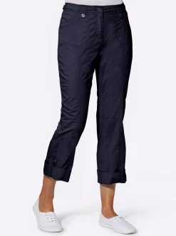 Basics| Baumwollhose mit krempelbaren Beinen marine