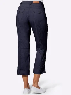 Basics| Baumwollhose mit krempelbaren Beinen marine