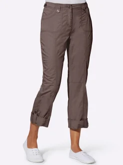 Basics| Baumwollhose mit krempelbaren Beinen dunkeltaupe