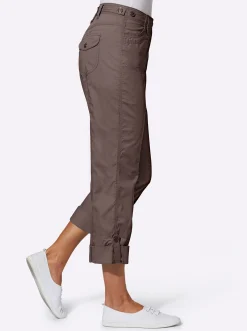 Basics| Baumwollhose mit krempelbaren Beinen dunkeltaupe