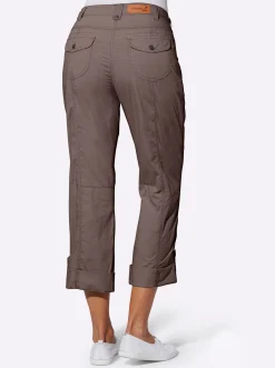 Basics| Baumwollhose mit krempelbaren Beinen dunkeltaupe