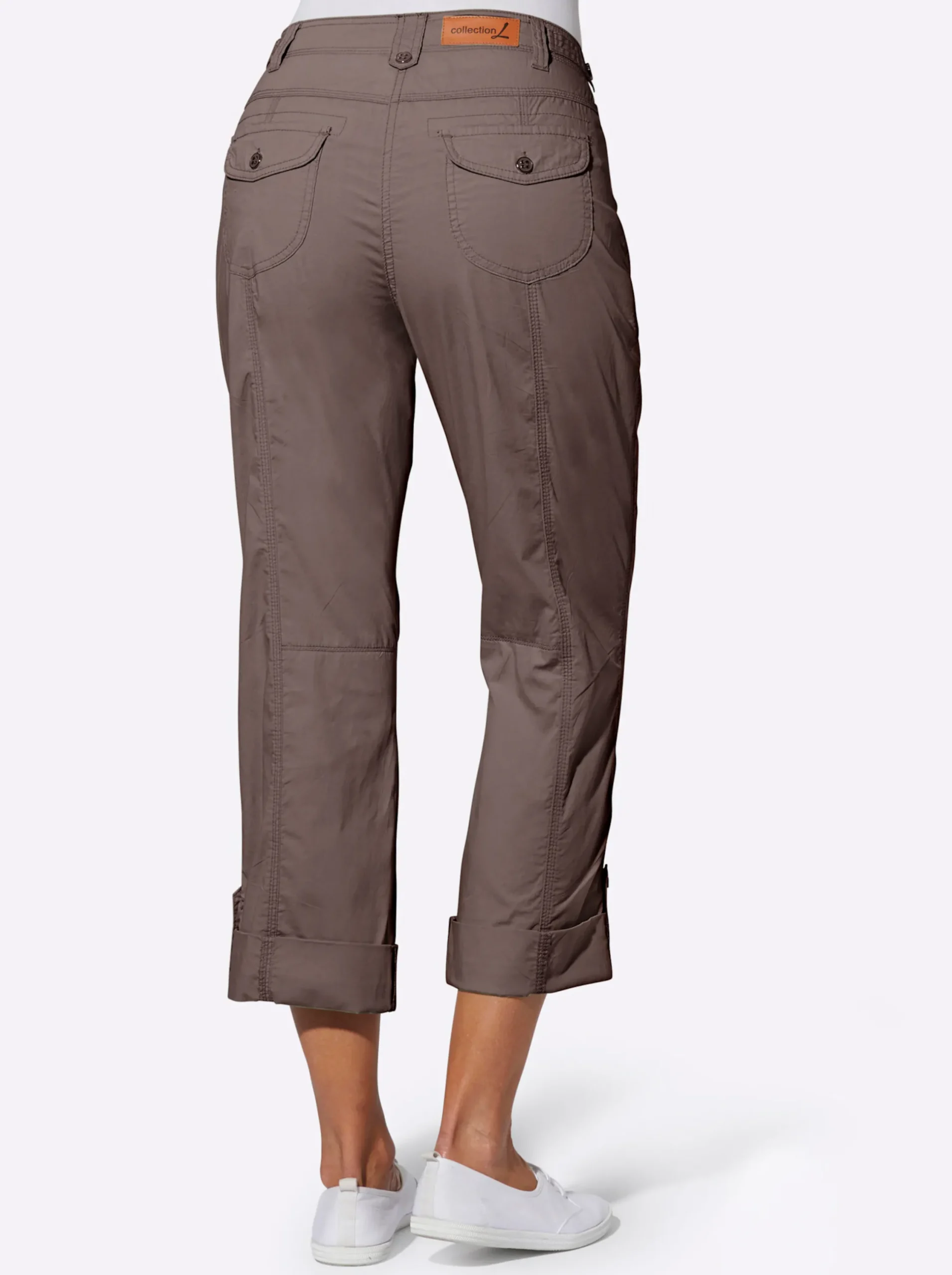 Basics| Baumwollhose mit krempelbaren Beinen dunkeltaupe