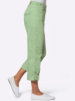 Basics|Hosen| Baumwollhose mit krempelbaren Beinen eucalyptus