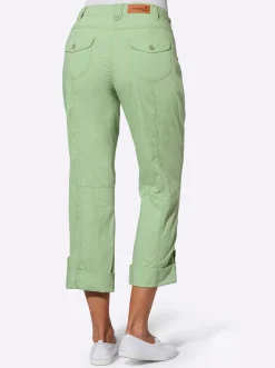 Basics|Hosen| Baumwollhose mit krempelbaren Beinen eucalyptus