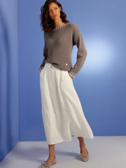 Pullover|CREATION L PREMIUM Baumwollpullover in Grobstrick-Qualität taupe