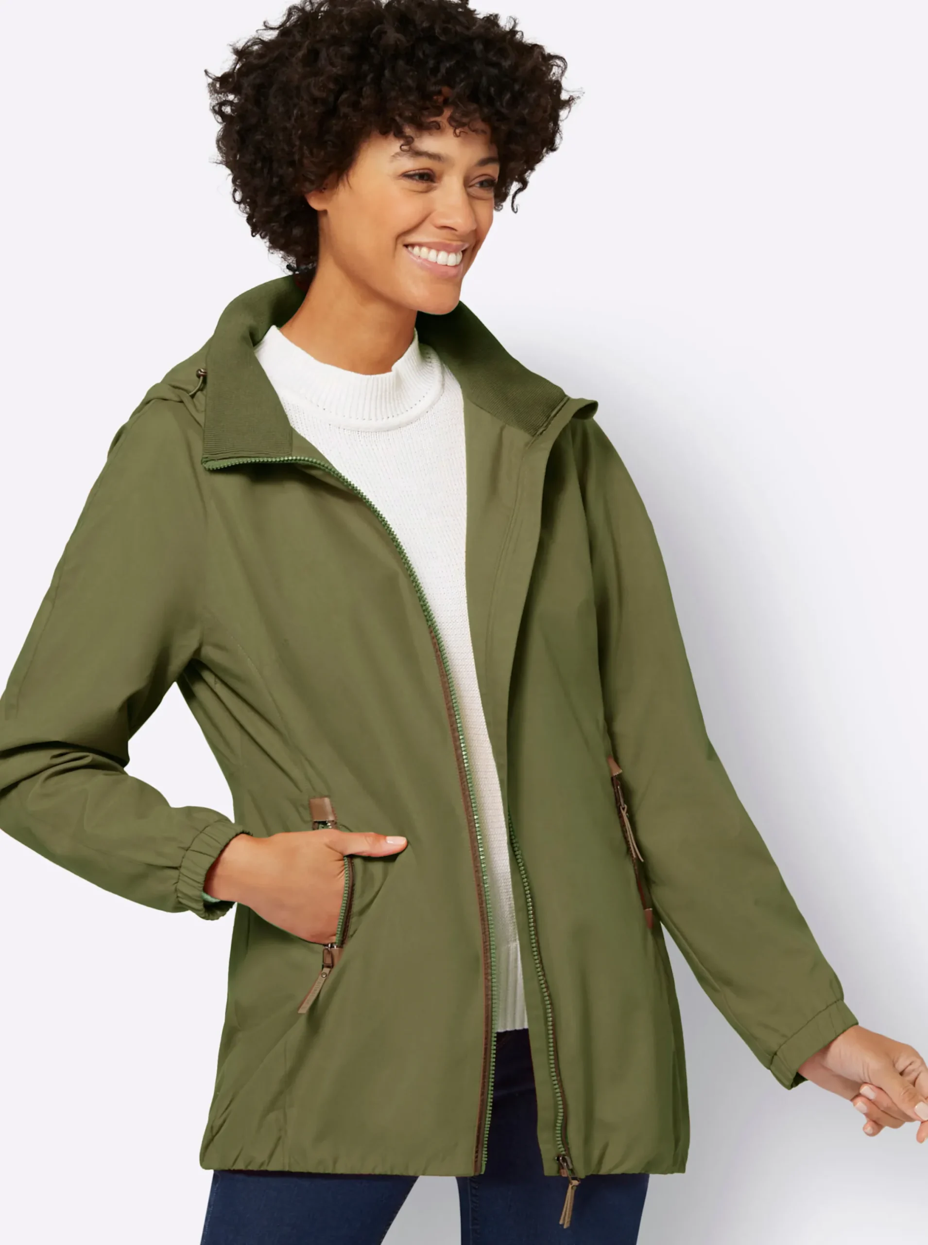 Jacken| Übergangsjacke in Microfaser-Qualität oliv