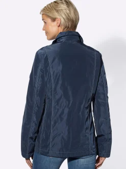 Jacken| Übergangsjacke mit kontrastfarbigen Ziernähten marine
