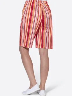 Hosen| Bermudas mit Rundum-Dehnbund apricot-rot-gestreift