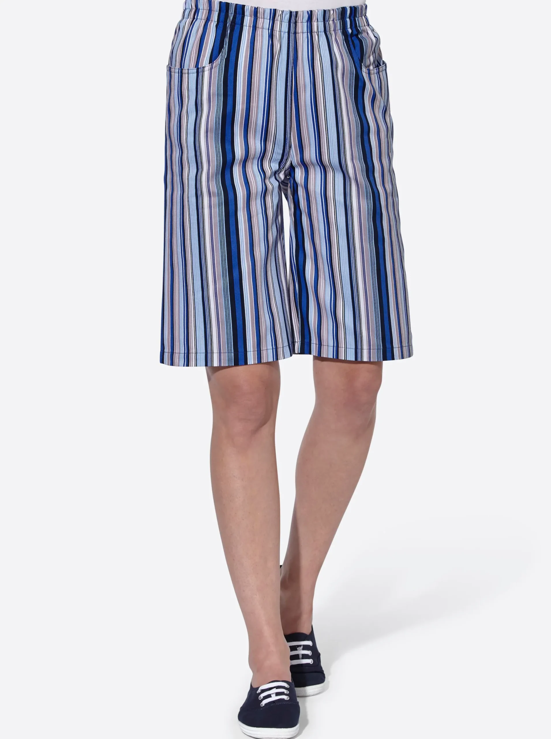Hosen| Bermudas mit Rundum-Dehnbund jeansblau-gestreift