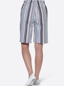 Hosen| Bermudas mit Rundum-Dehnbund aqua-gestreift