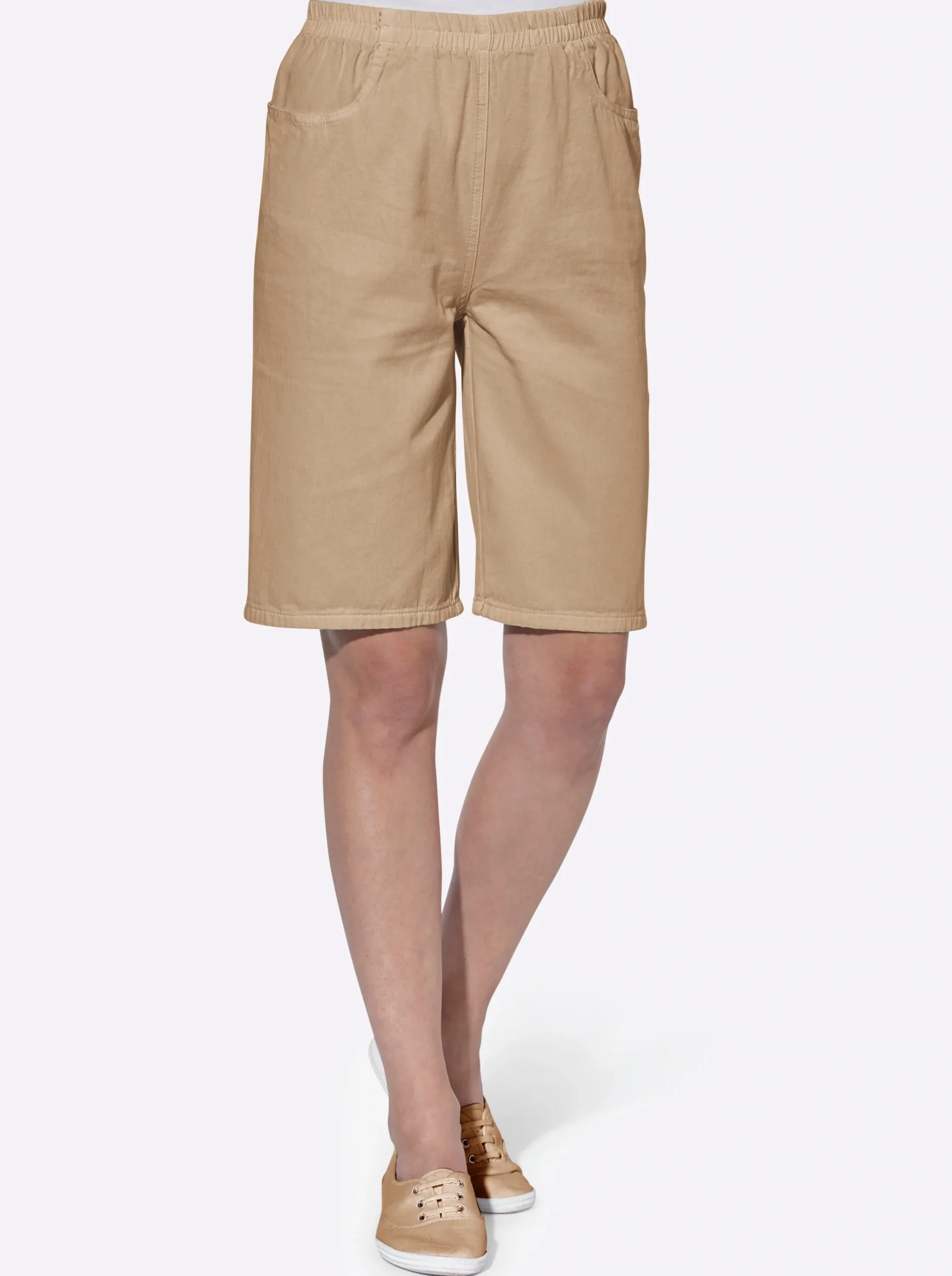 Hosen| Bermudas mit Rundum-Dehnbund beige