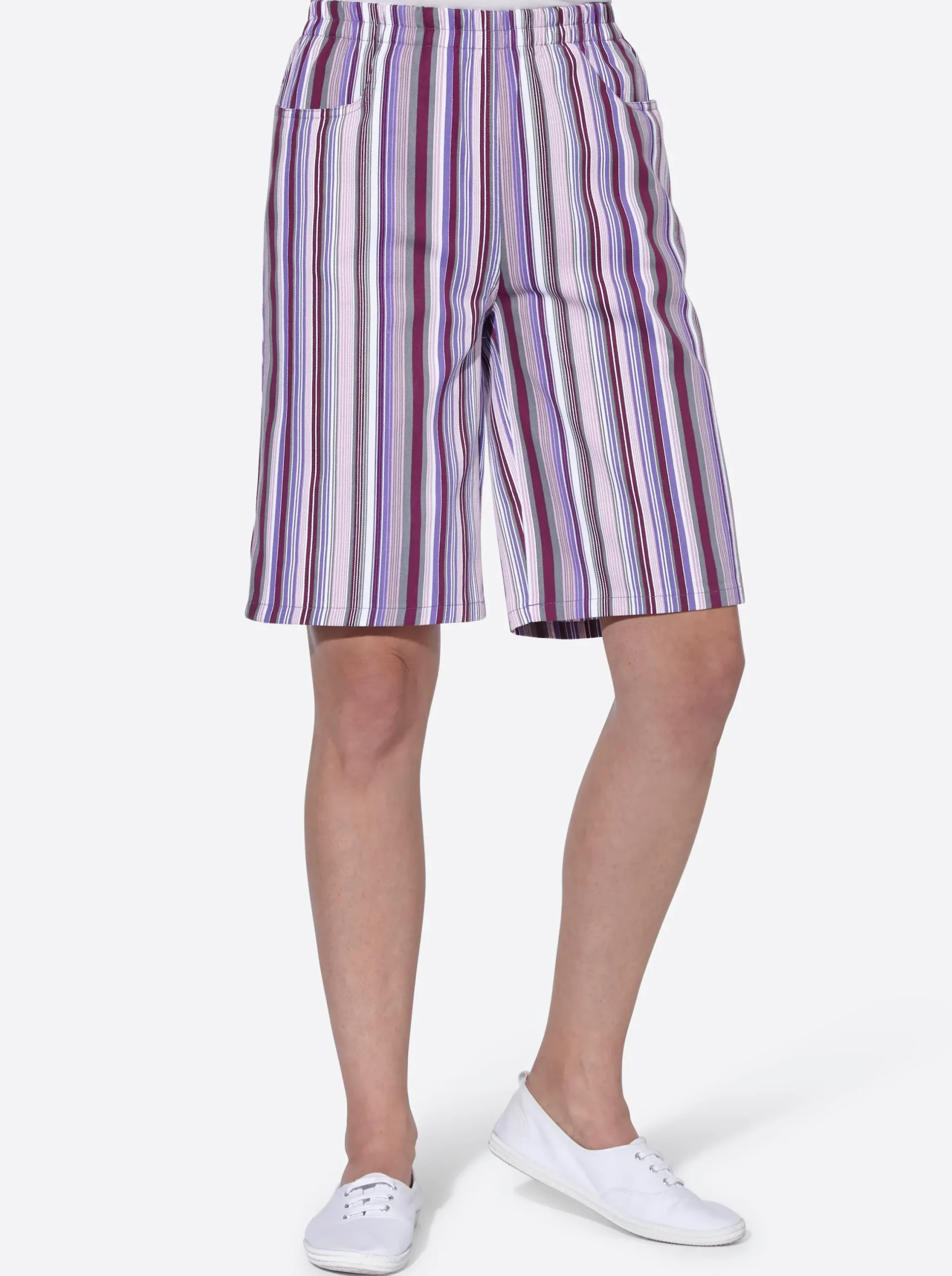 Hosen| Bermudas mit Rundum-Dehnbund beere-gestreift