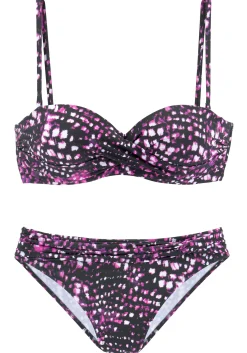 Bikinis|Bruno Banani Bügel-Bandeau-Bikini dunkelrosa-bedruckt