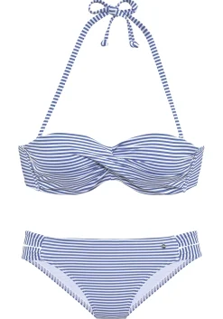 Bikinis|s.Oliver Bügel-Bandeau-Bikini hellblau-weiß