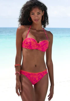 Bikinis|Venice Beach Bügel-Bandeau-Bikini orange-pinkbedruckt
