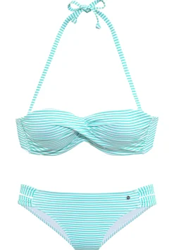 Bikinis|s.Oliver Bügel-Bandeau-Bikini mint-weiß
