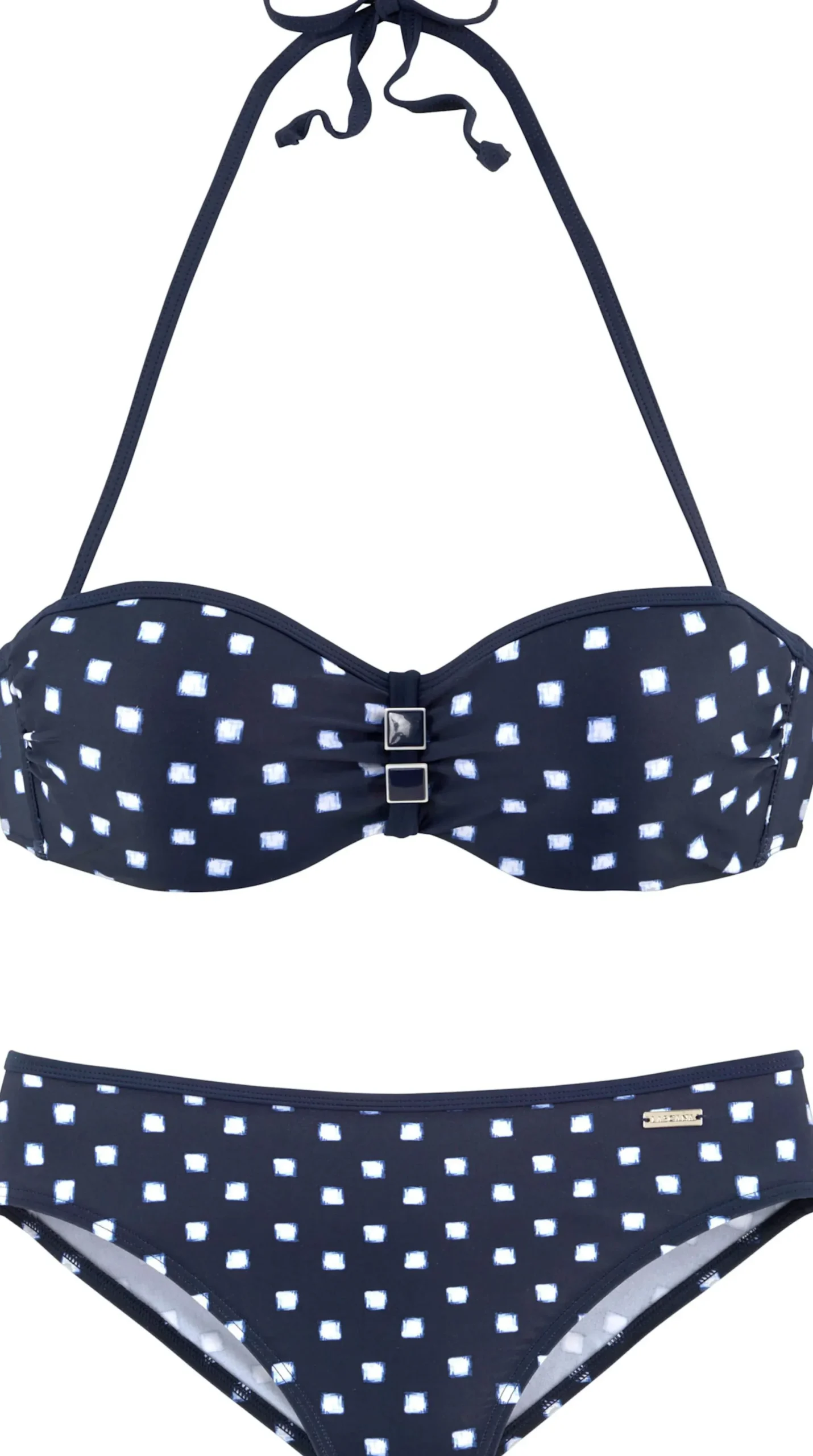 Bikinis|LASCANA Bügel-Bandeau-Bikini marine-weiß